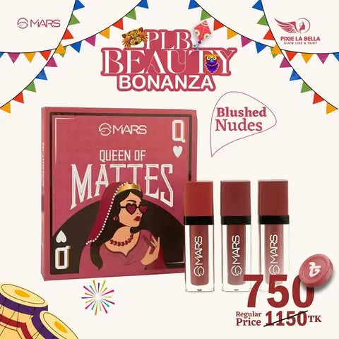 Bonanza Offer – MARS Queen of Mattes Liquid Lipsticks Box Set of 3 Pixie La Bella