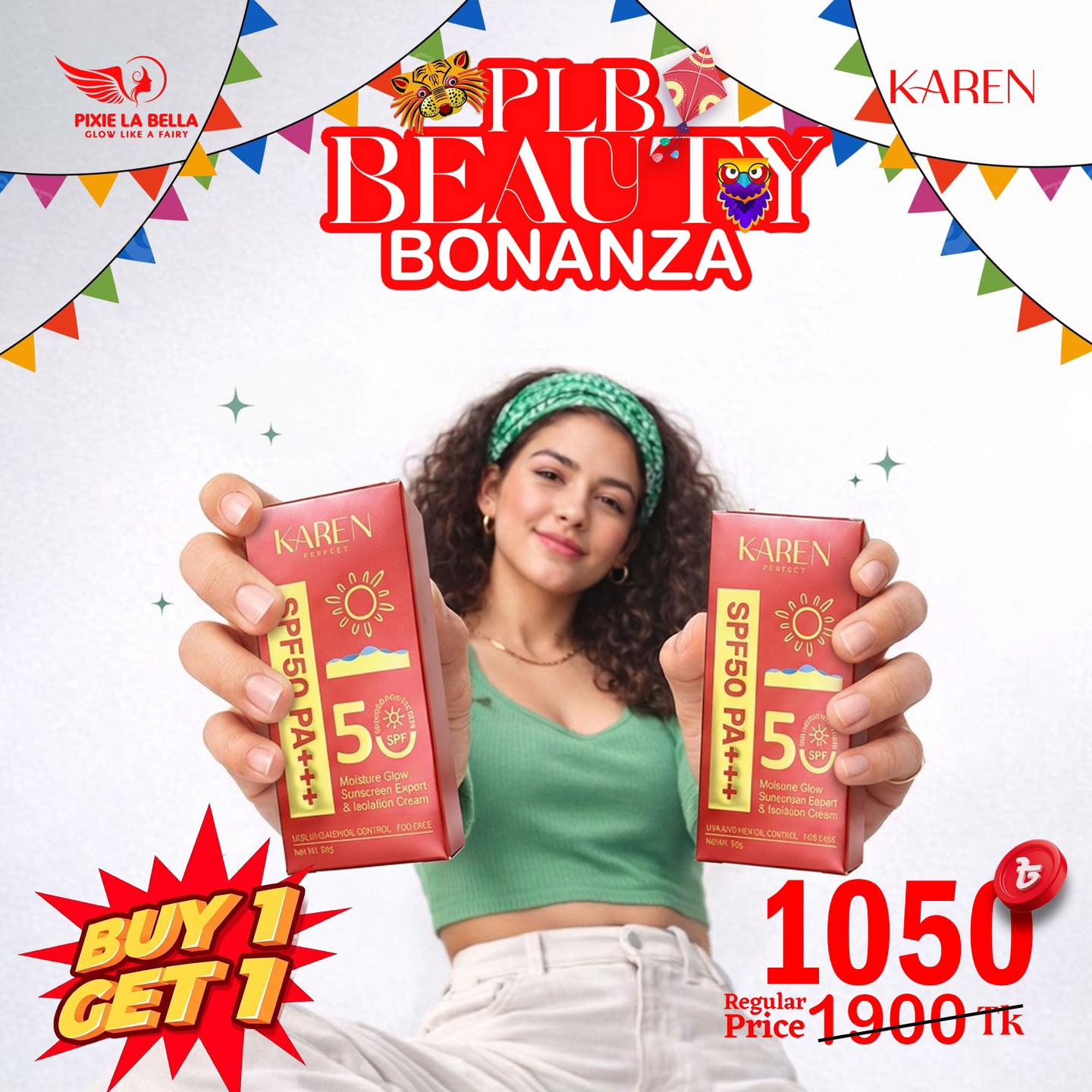 Bonanza Offer – Karen Perfect Moisture Glow Sunscreen Expert & Isolation cream (Buy One Get One) Pixie La Bella