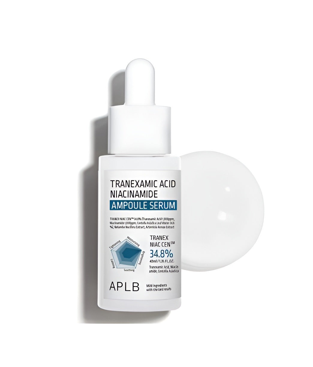 "APLB Tranexamic Acid Niacinamide Ampoule Serum – A potent ampoule serum enriched with tranexamic acid and niacinamide to brighten the skin, reduce dark spots, and even out skin tone. This fast-absorbing formula helps fade pigmentation, improve skin clarity, and enhance radiance. Perfect for targeting uneven skin tone and hyperpigmentation. Buy natural ampoule serum in Bangladesh from the best Bangladesh online natural skin care store."