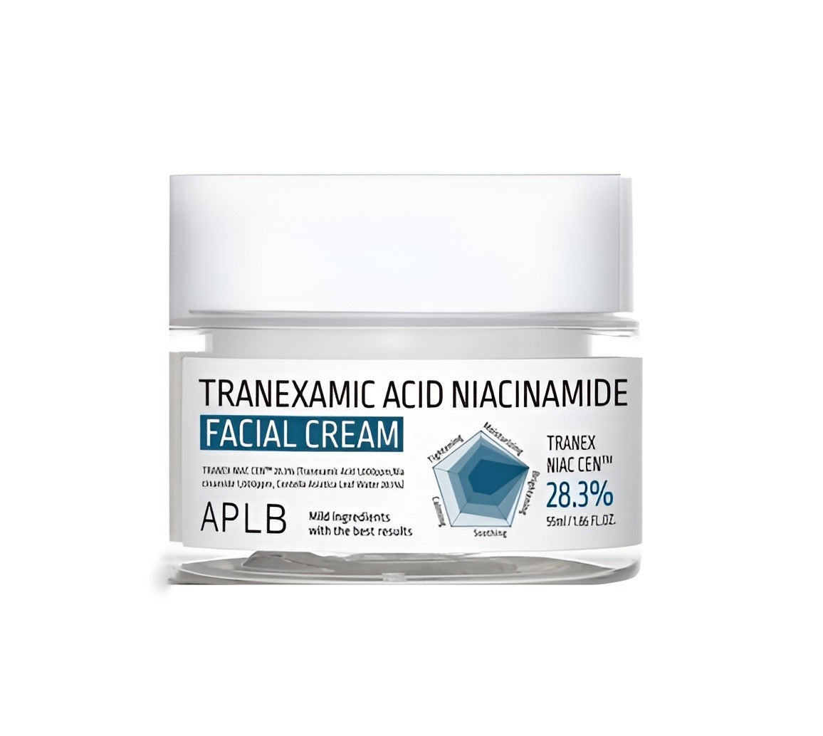 "APLB Tranexamic Acid Niacinamide Facial Cream 55ml – A natural skin care product in Bangladesh for hydration, brightening, and anti-aging. This herbal skin moisturizer online helps improve skin texture and glow. Buy beauty products for skin online at an affordable price from the best Bangladesh online natural skin care store."