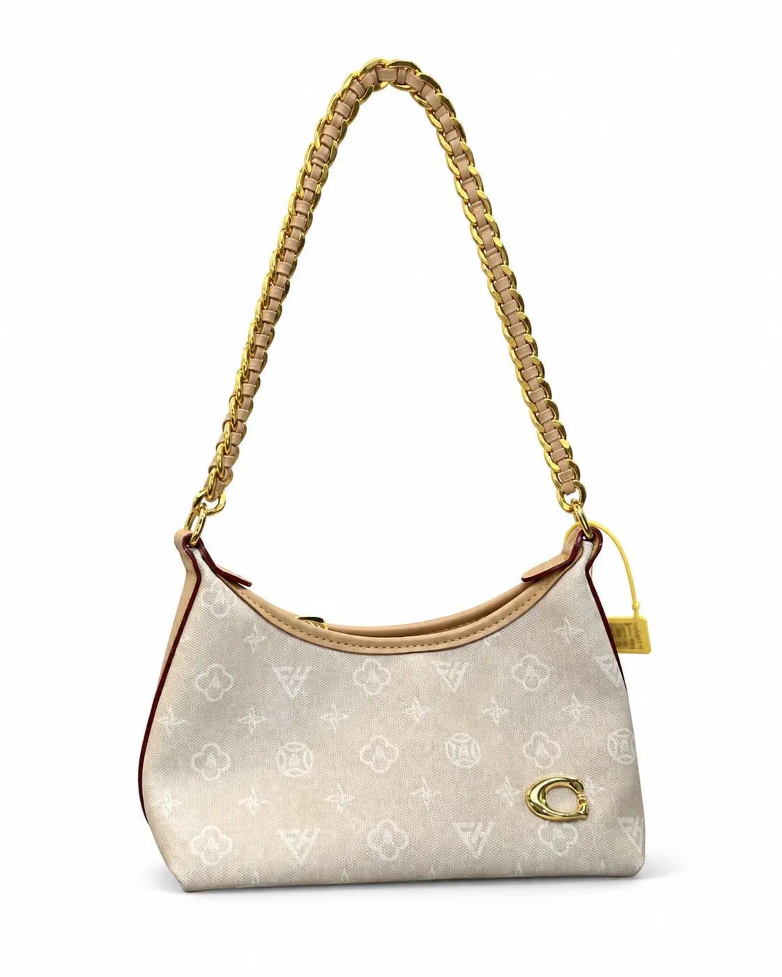 Beige Monogram Chain Strap Shoulder Bag