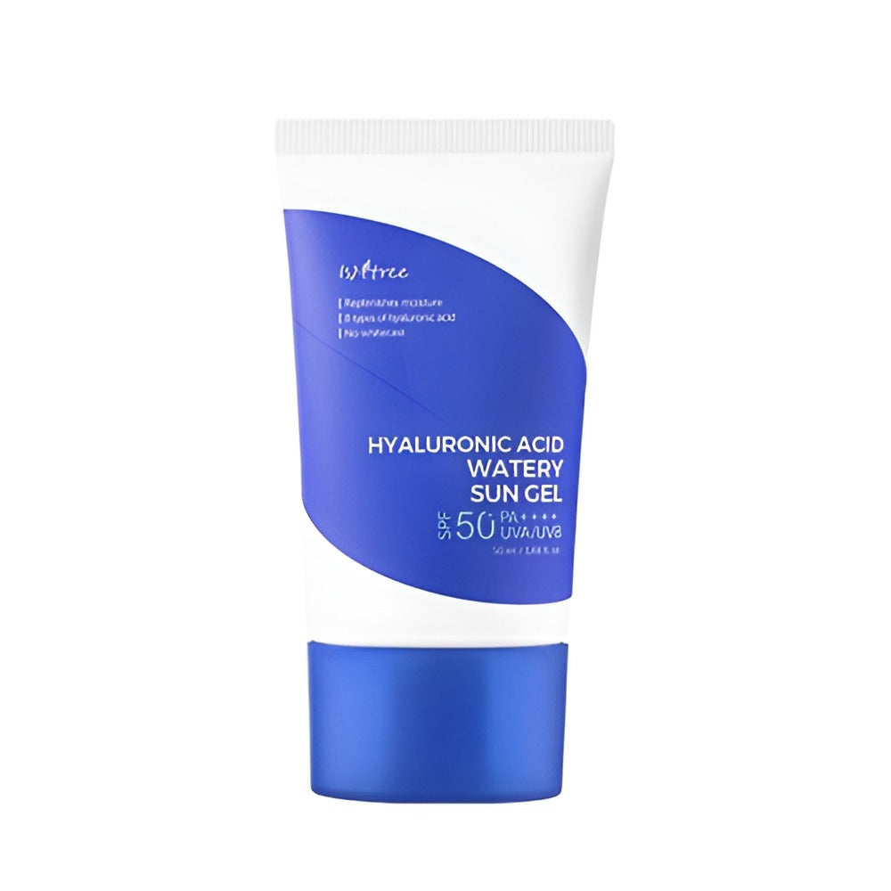 "ISNTREE Hyaluronic Acid Watery Sun Gel 50ml – A lightweight, hydrating sunscreen in Bangladesh with SPF protection, infused with hyaluronic acid for deep moisture and a dewy finish. Buy beauty products for skin online at the best price from Bangladesh’s top organic skin care store."