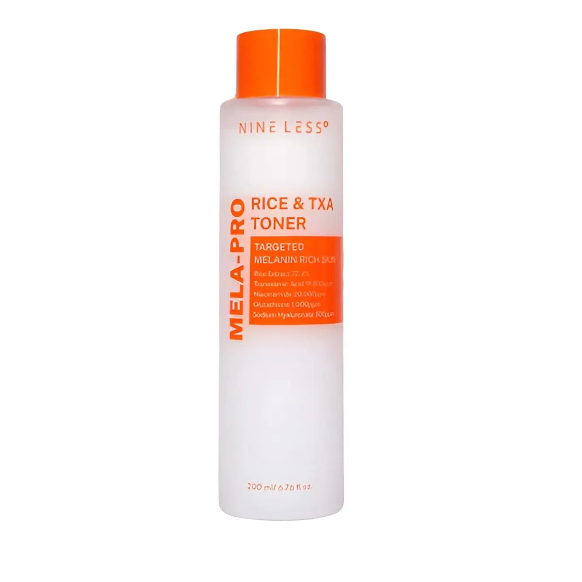 Nine Less Mela-Pro Rice & TXA Toner, a natural skin care product for targeted melanin rich skin. Available online in Bangladesh.