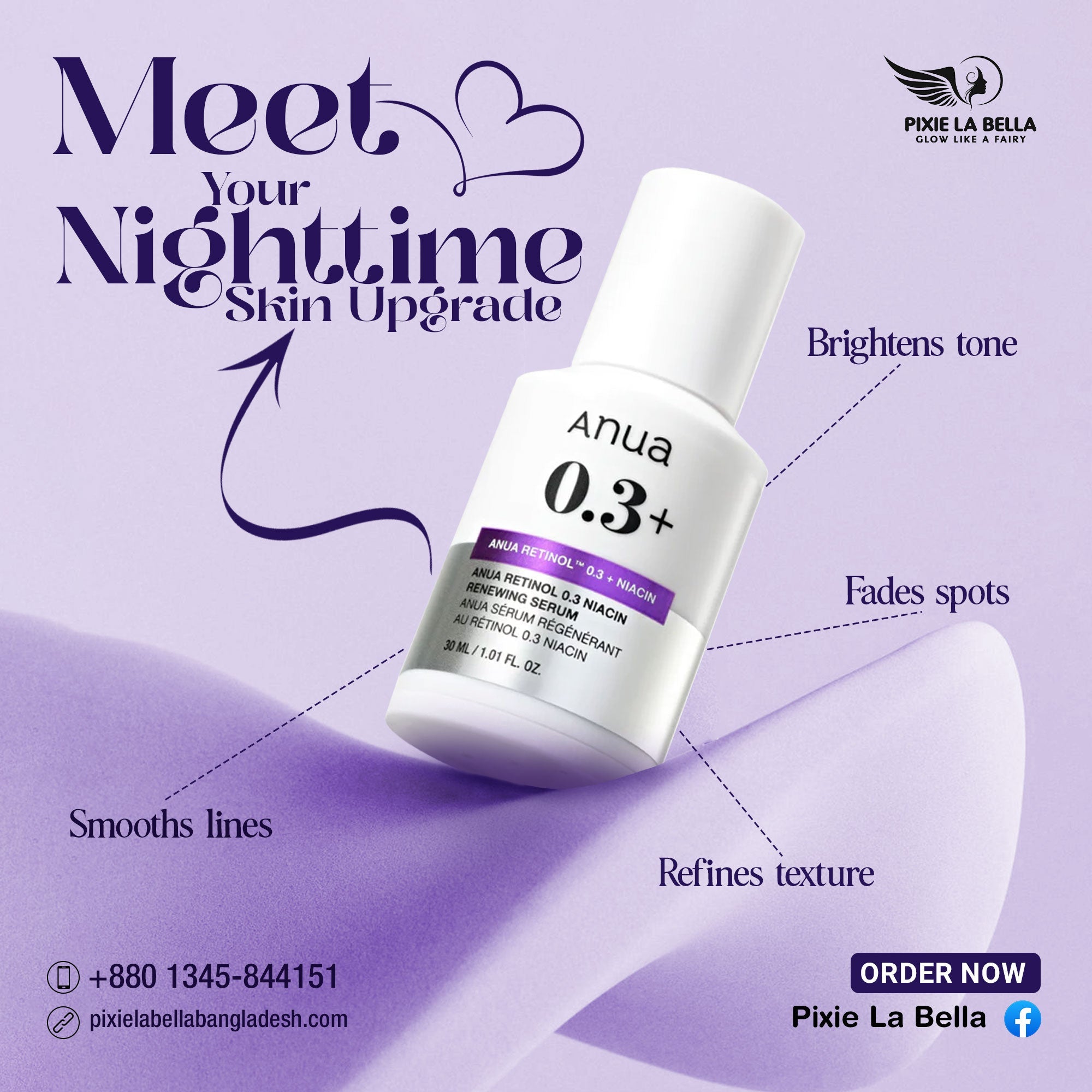 Anua Retinol 0.3 + Niacin Renewing Serum 30ml Pixie La Bella