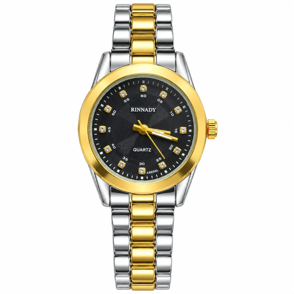 RINNADY Two-Tone Crystal Dial Bracelet Watch