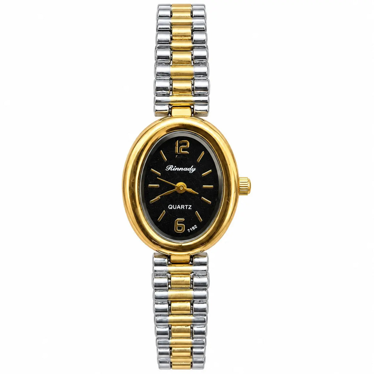 RINNADY Two-Tone Oval Dial Bracelet Watch