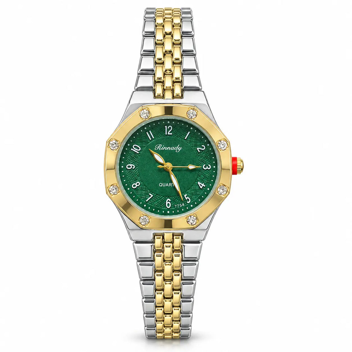 Rinnady 7754 Crystal Bezel Two-Tone Bracelet Watch
