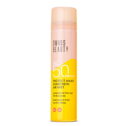 SWISS BEAUTY Sunscreen - SPF 50 PA+++ Protect Maxx Sunscreen Air Mist (80 ml) Pixie La Bella