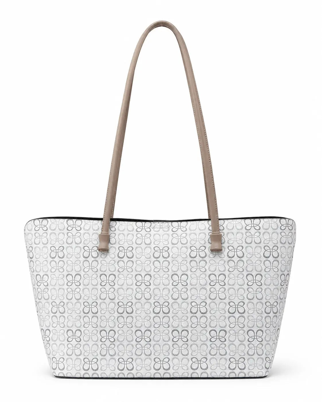 White Geometric Printed Canvas Bag