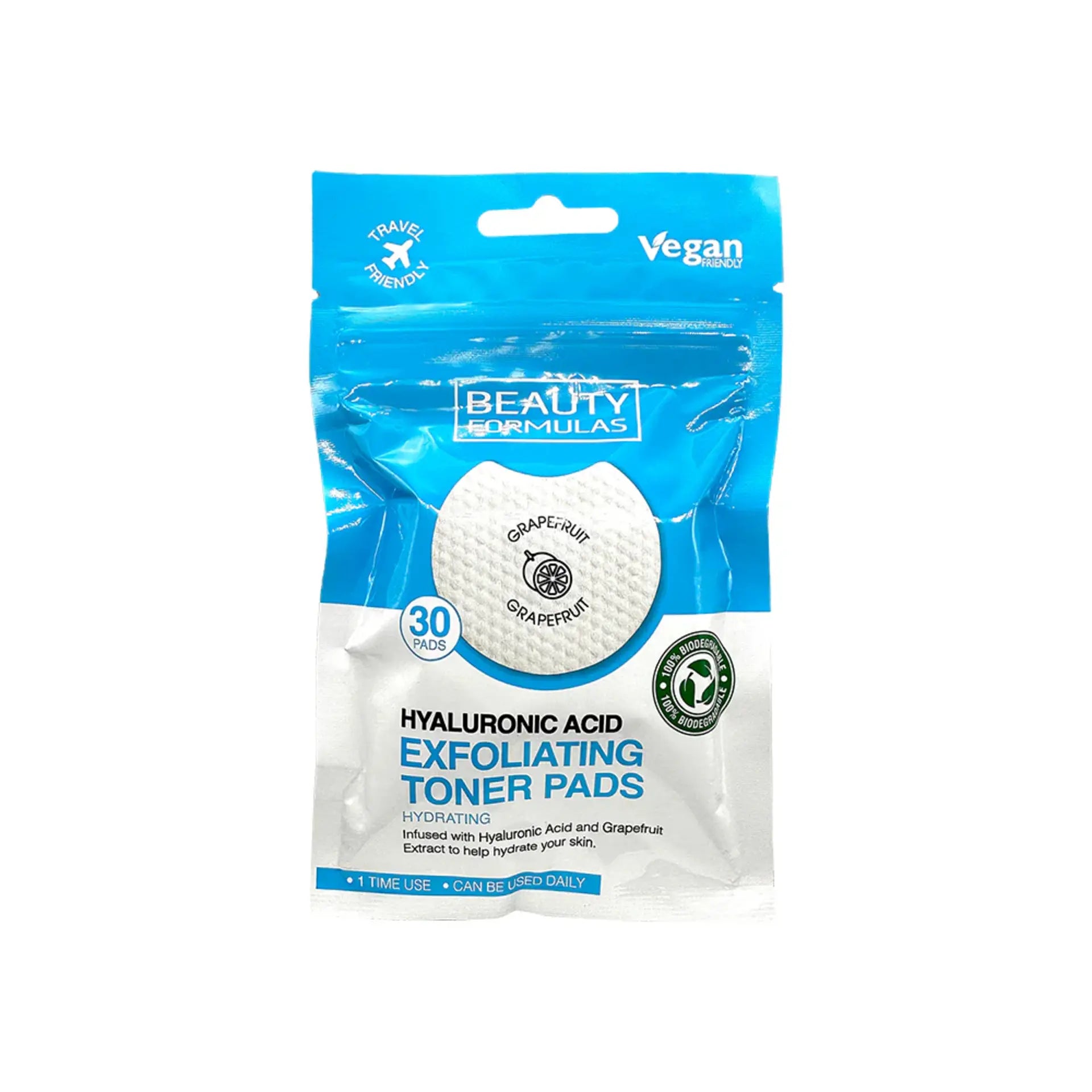 Beauty Formulas HYDRATING HYALURONIC ACID EXFOLIATING TONER PADS 30&