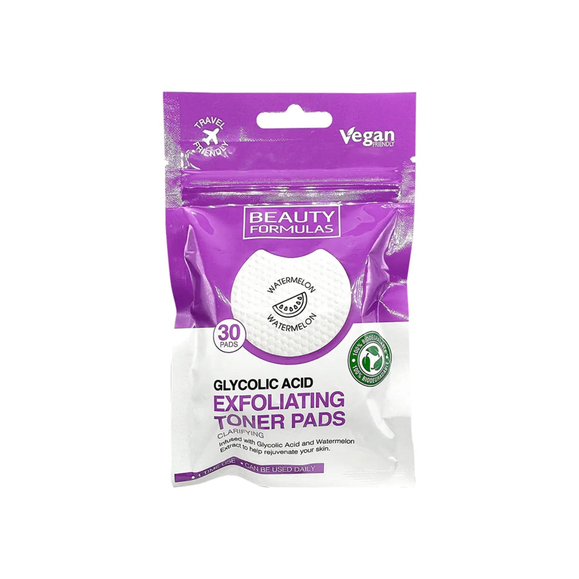 Beauty Formulas CLARIFYING GLYCOLIC ACID EXFOLIATING TONER PADS 30&