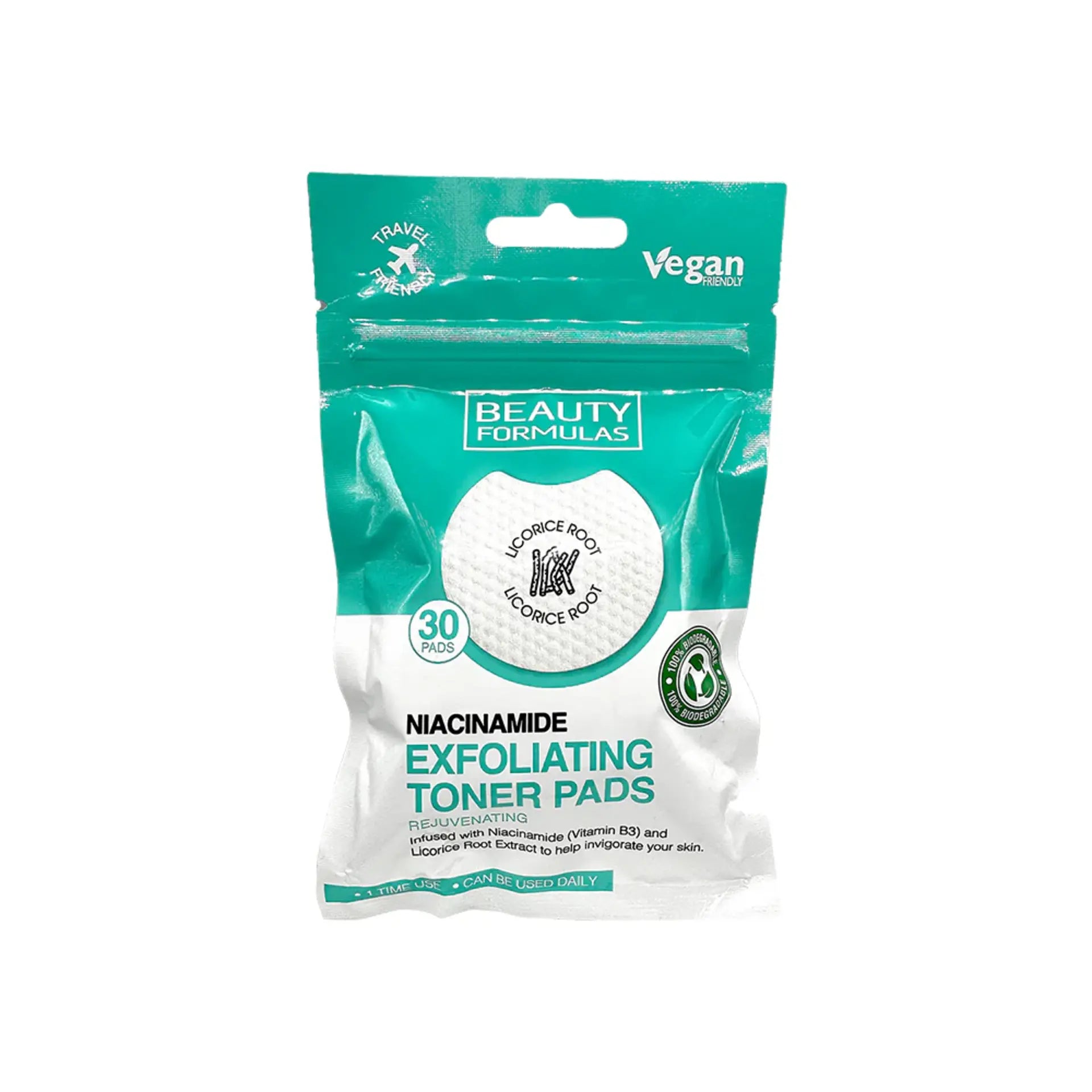 Beauty Formulas REJUVENATING NIACINAMIDE EXFOLIATING TONER PADS 30&