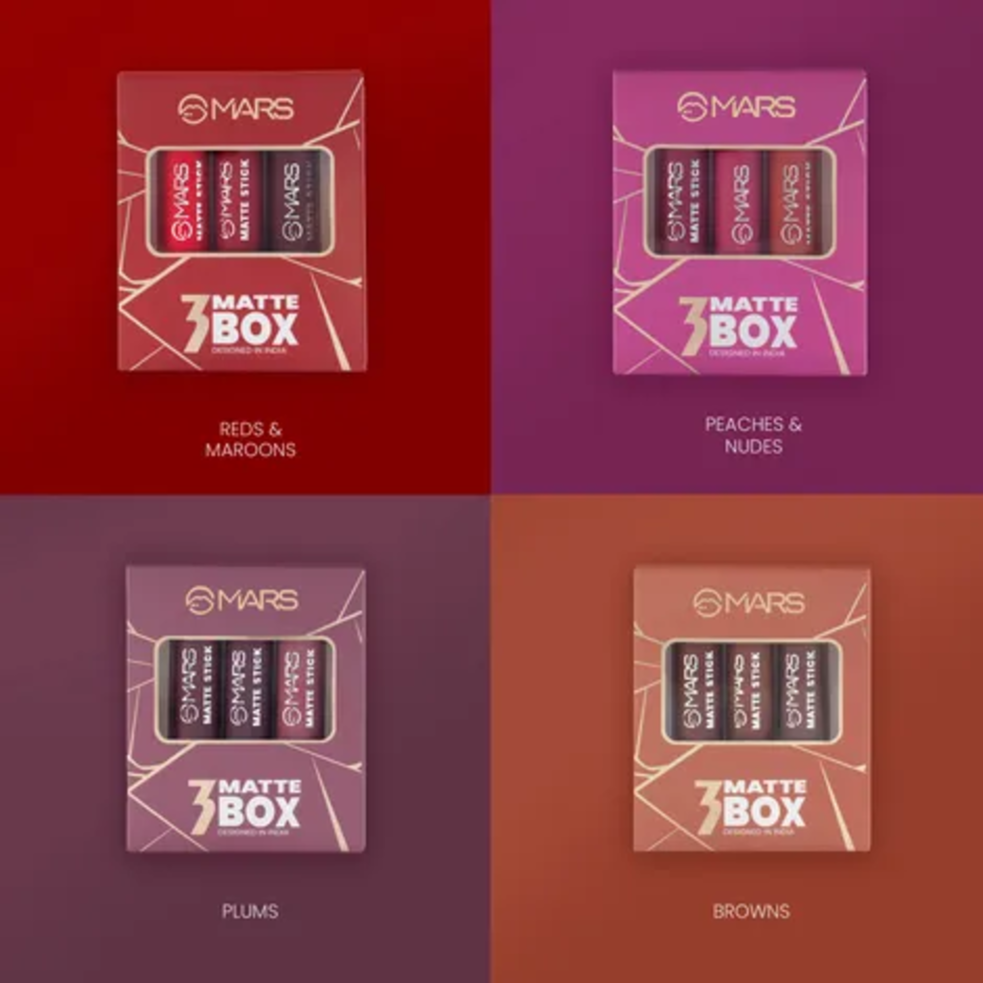 MARS Set of 3 Matte Lipsticks Box Pixie La Bella