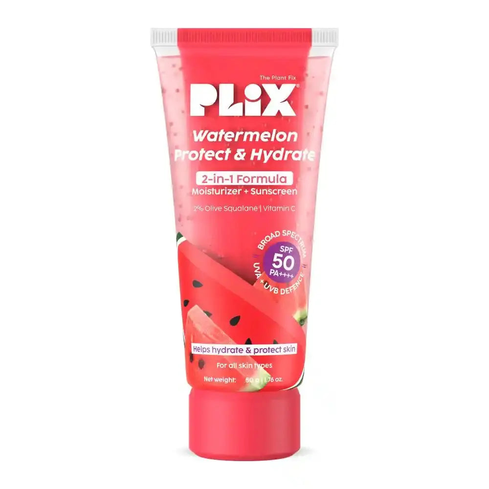 Plix Watermelon Dual Sunscreen 2 in 1 Formula Gel Moisturizer + Sunscreen With SPF 50 PA ++++ Pixie La Bella
