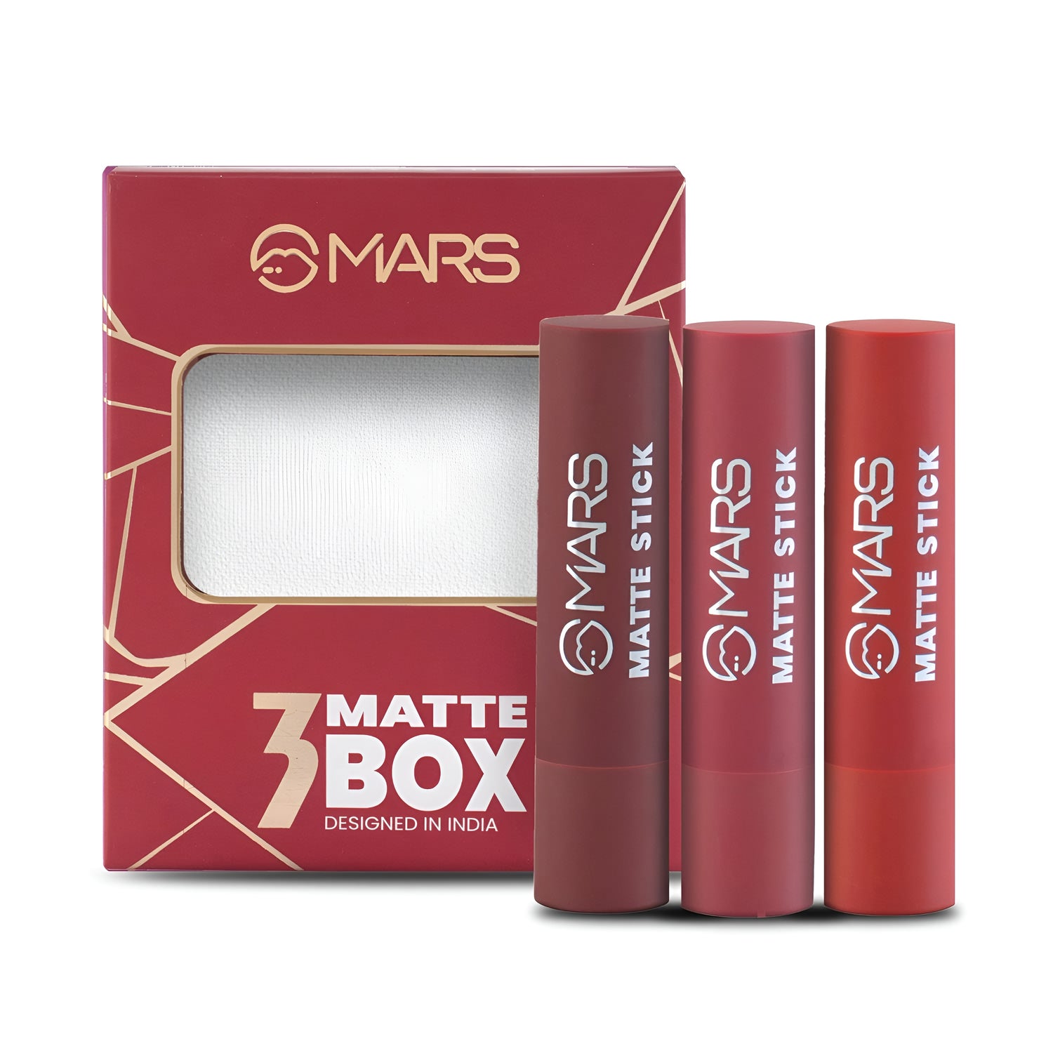 Mars 3 Matte Box Lipstick Set - Reds &amp; Maroons