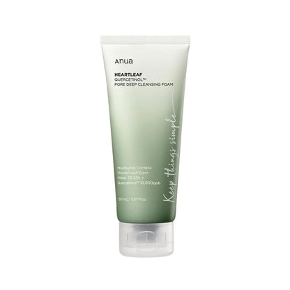 Anua Heartleaf Quercetinol Pore Deep Cleansing Foam, a natural skin care product available online in Bangladesh. This cleanser features Houttuynia Cordata extract and Quercetin for deep pore cleansing and skin brightening. Buy best skin care products, affordable moisturizers, and organic beauty products online in Bangladesh at 