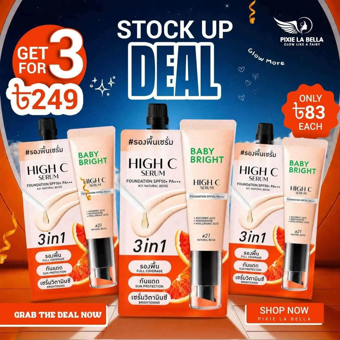 Baby Bright High C Serum Foundation 7g Buy 3 Get Offer