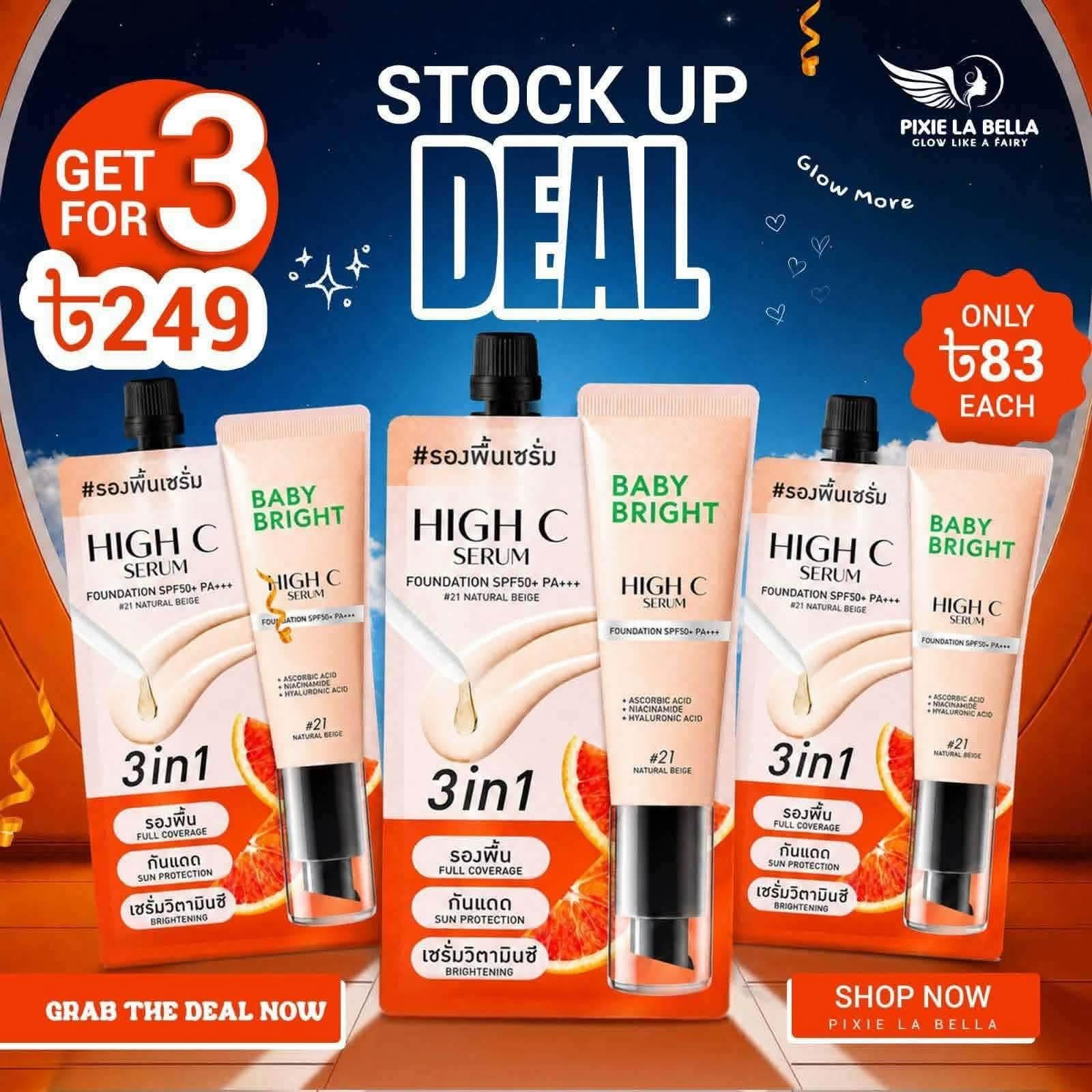Baby Bright High C Serum Foundation 7g Buy 3 Get Offer