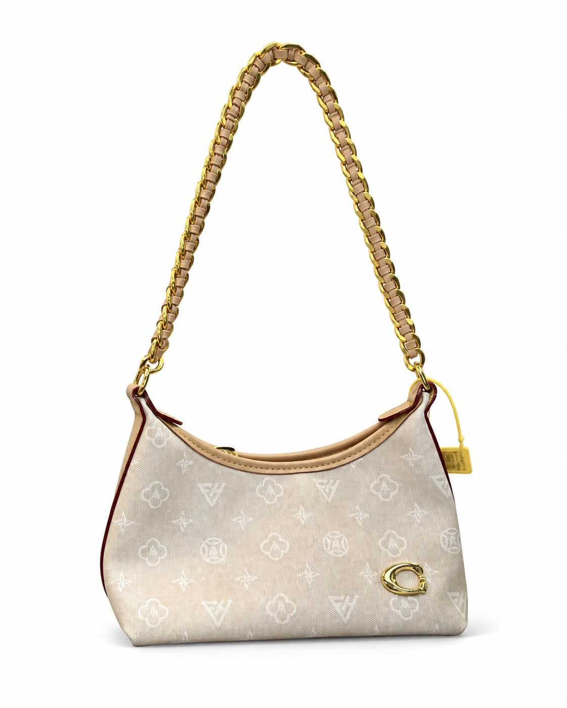 Beige Monogram Chain Strap Shoulder Bag