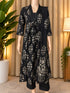 Black Floral Printed Cotton Three-Piece Set Pixie La Bella