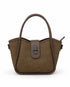 Brown Canvas Top-Handle Shoulder Bag