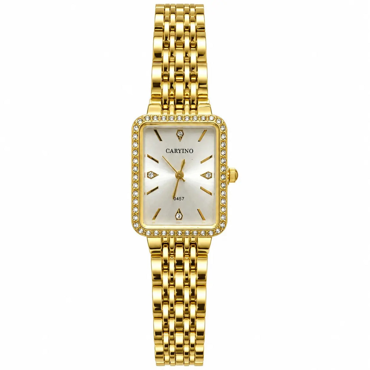 CARYINO Crystal Bezel Rectangular Bracelet Watch