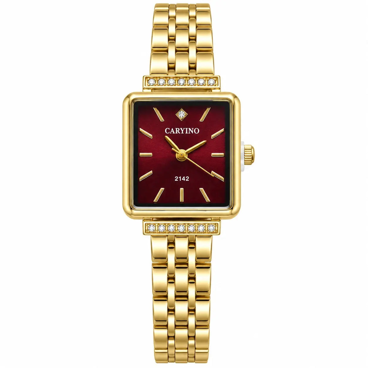CARYINO Crystal Accent Square Dial Bracelet Watch