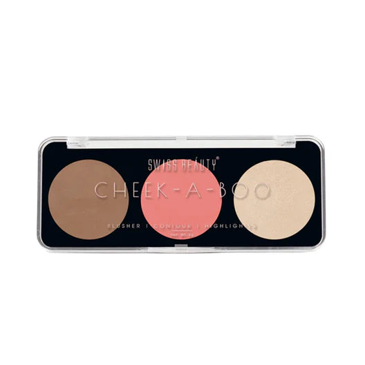 Swiss Beauty CHEEK-A-BOO 3-in-1 Face Palette BLUSHER|CONTOUR|HIGHLIGHTER - Shade 03