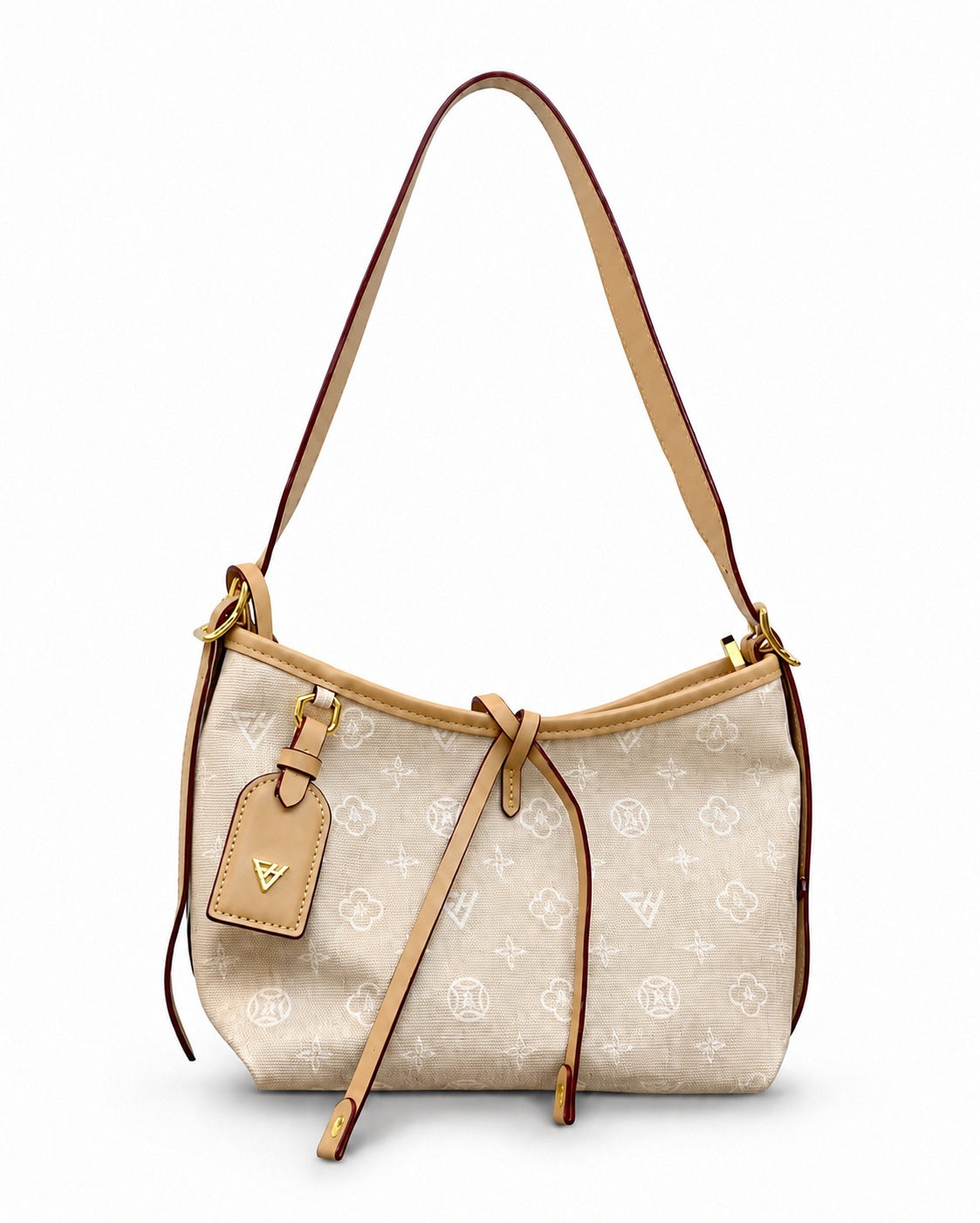 Cream Monogram Tie-Front Shoulder Bag