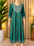 Emerald Green Geometric Printed Katan Kurti