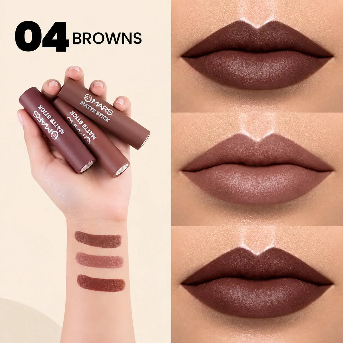 MARS Set of 3 Matte Lipsticks Box Pixie La Bella