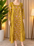 Mustard Yellow Floral Embroidered Half Silk Layered Kurti
