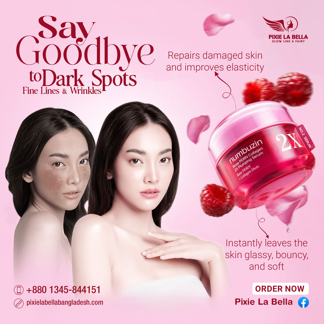 New NUMBUZIN No. 2 Rose PDRN Collagen 2X Plumping Serum 30ml
