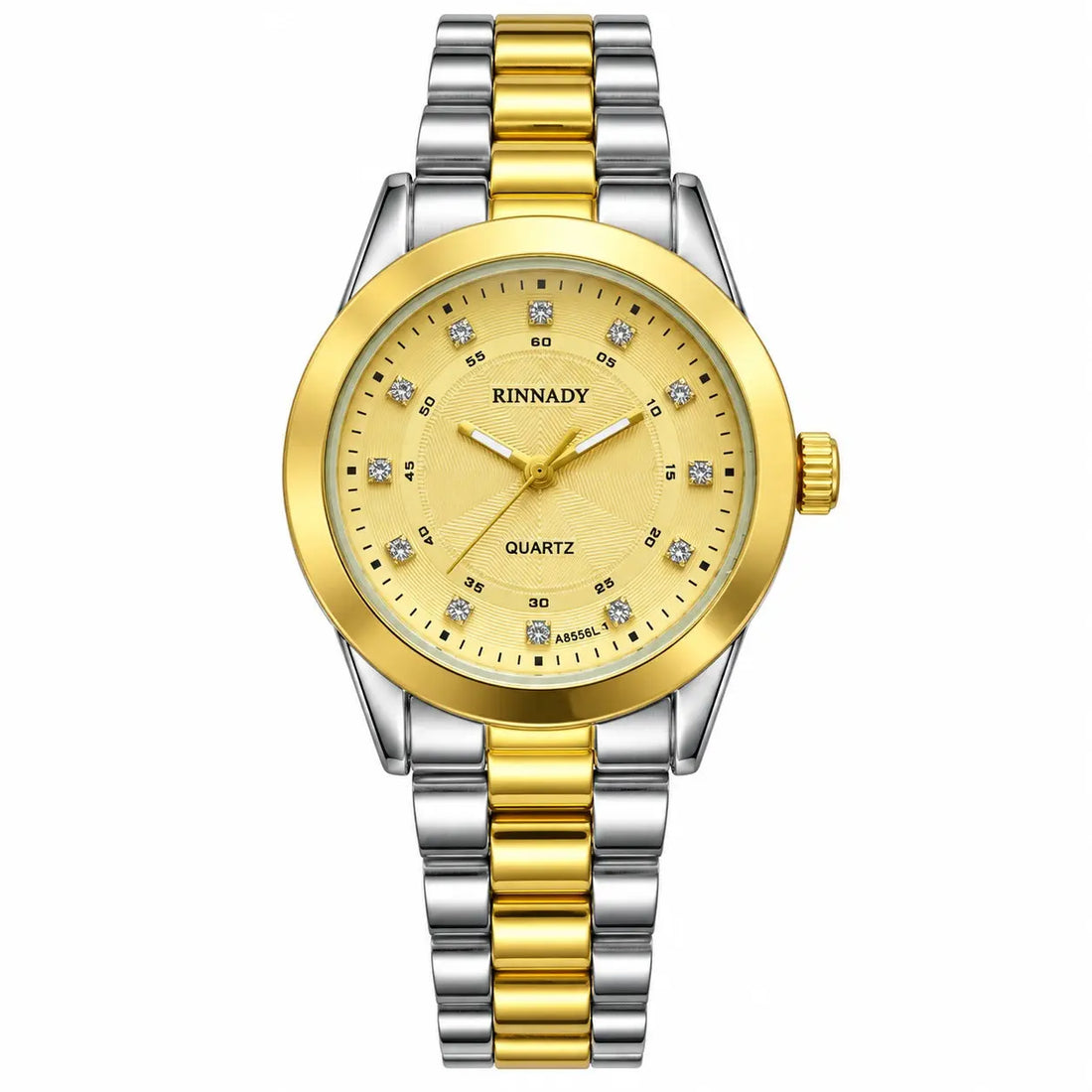 RINNADY Two-Tone Crystal Dial Bracelet Watch