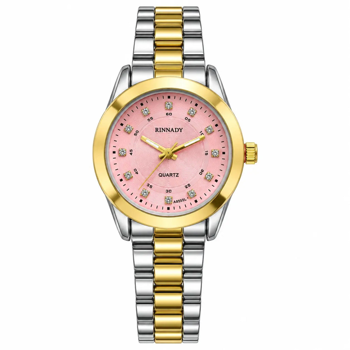 RINNADY Two-Tone Crystal Dial Bracelet Watch