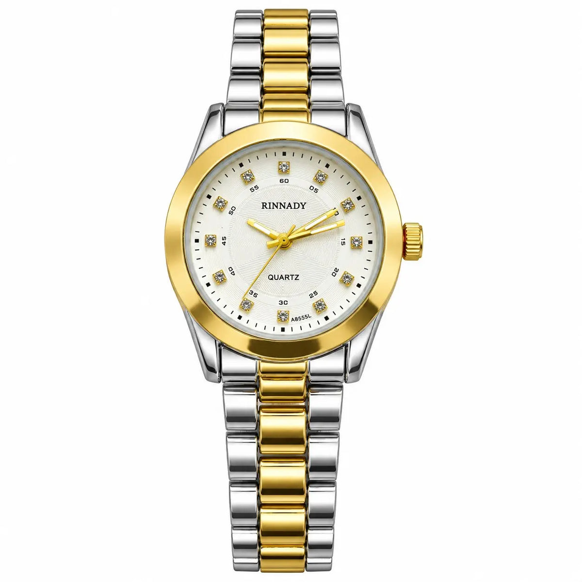 RINNADY Two-Tone Crystal Dial Bracelet Watch