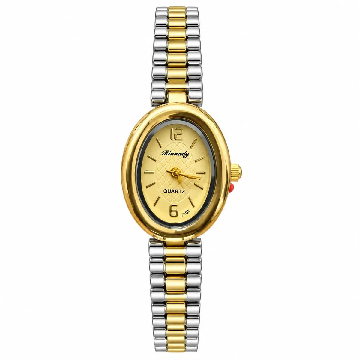 RINNADY Two-Tone Oval Dial Bracelet Watch