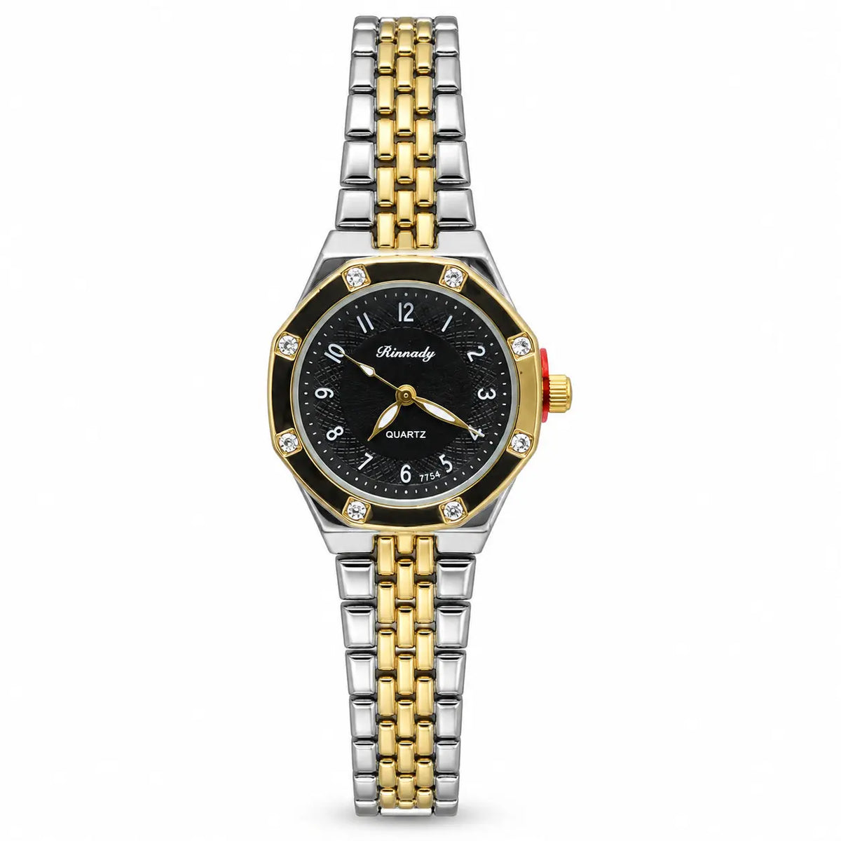 Rinnady 7754 Crystal Bezel Two-Tone Bracelet Watch