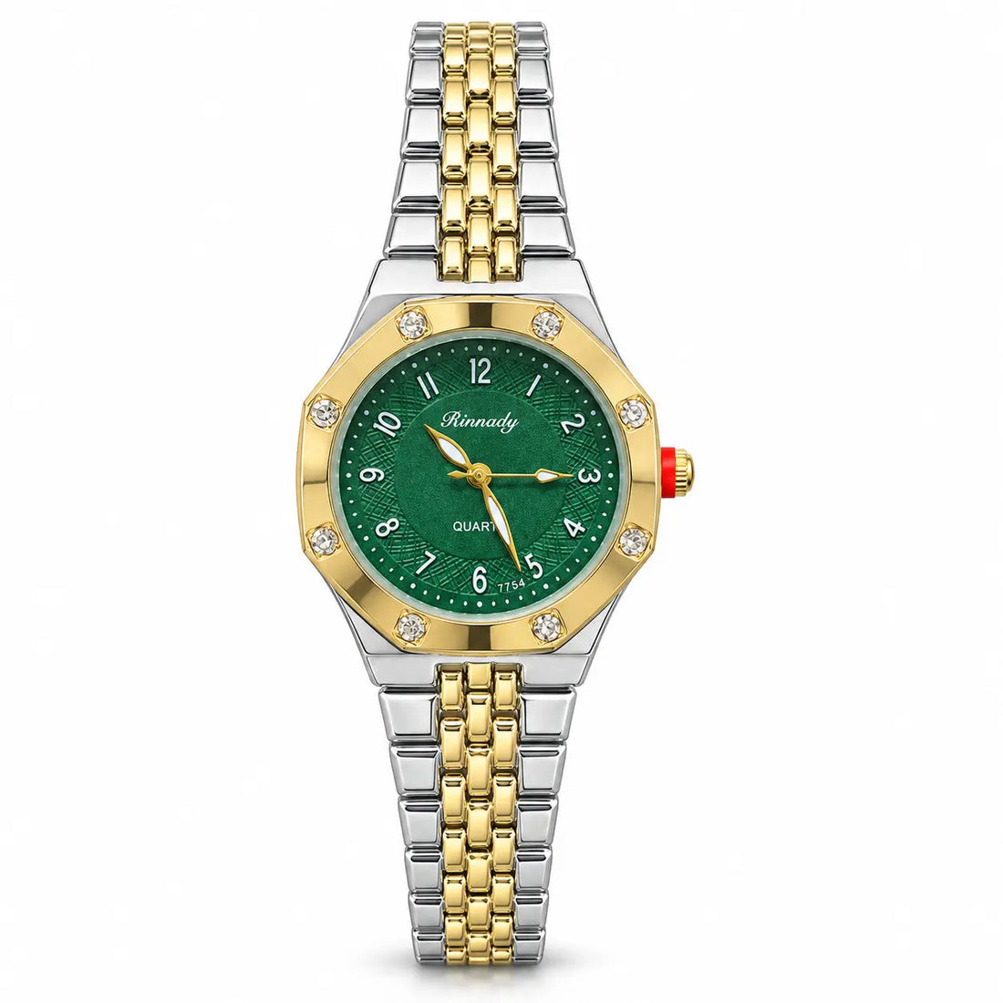 Rinnady 7754 Crystal Bezel Two-Tone Bracelet Watch