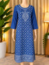 Royal Blue Geometric Printed Katan Silk Kurti