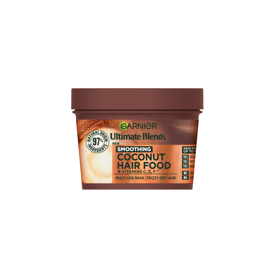 Garnier Ultimate Blends Smoothing Hair Food Coconut &amp; Macadamia 3 In 1 Frizzy And Unruly Hair Mask 390ml