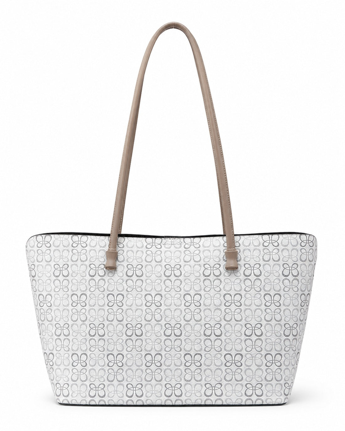 White Geometric Printed Canvas Bag