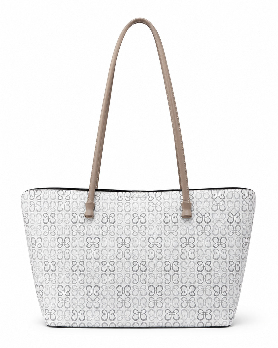 White Geometric Printed Canvas Bag