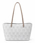 White Geometric Printed Canvas Bag