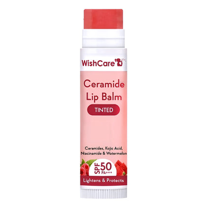 WishCare Ceramide Lip Balm with SPF 50 PA+++ (Tinted)- Repairs Dry &amp; Damaged Lips, and Lightens Dark Lips with Complete Sun Protection.