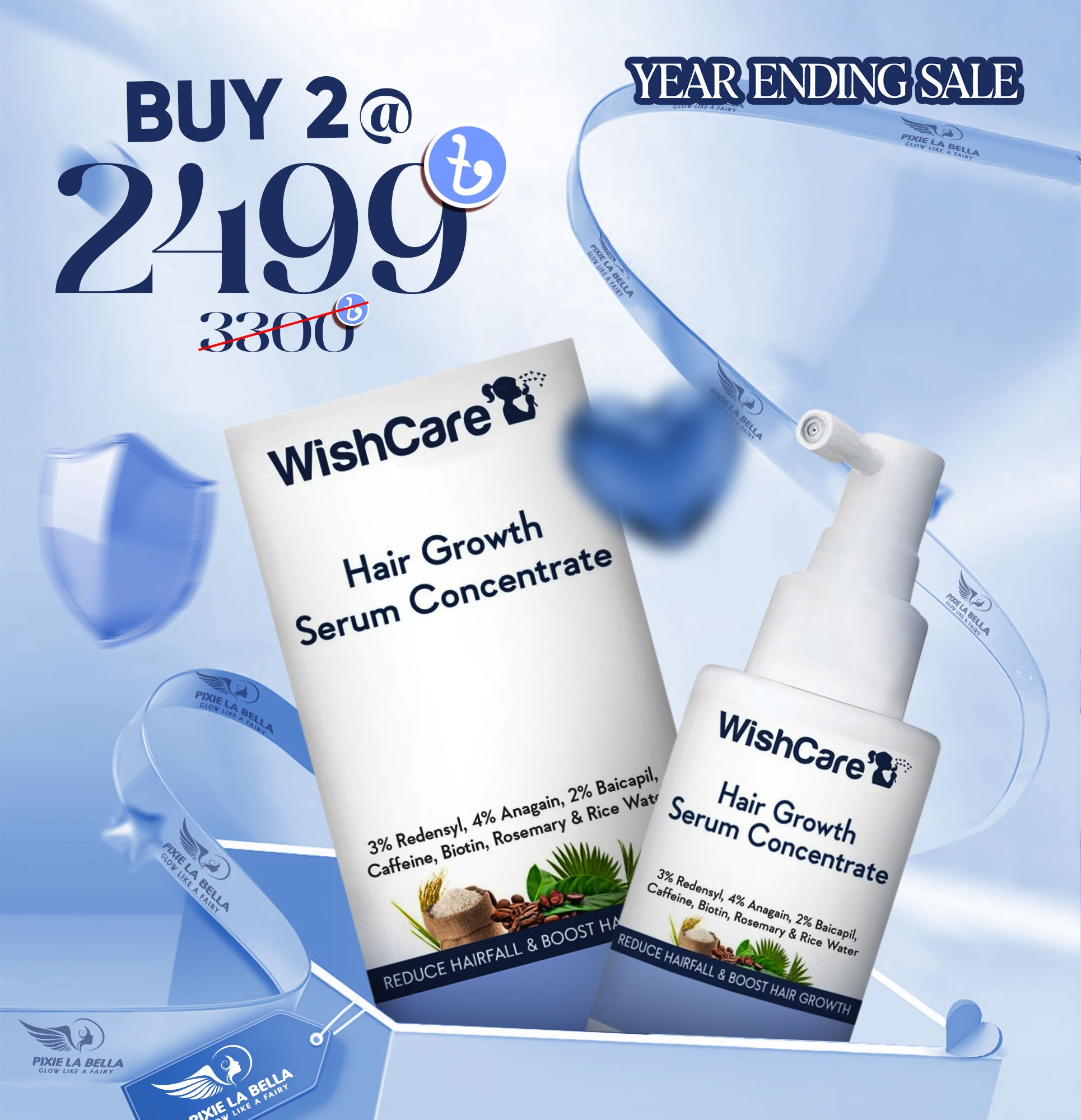 Wishcare hair growth serum Duo- Buy 2 @ 2499tk
