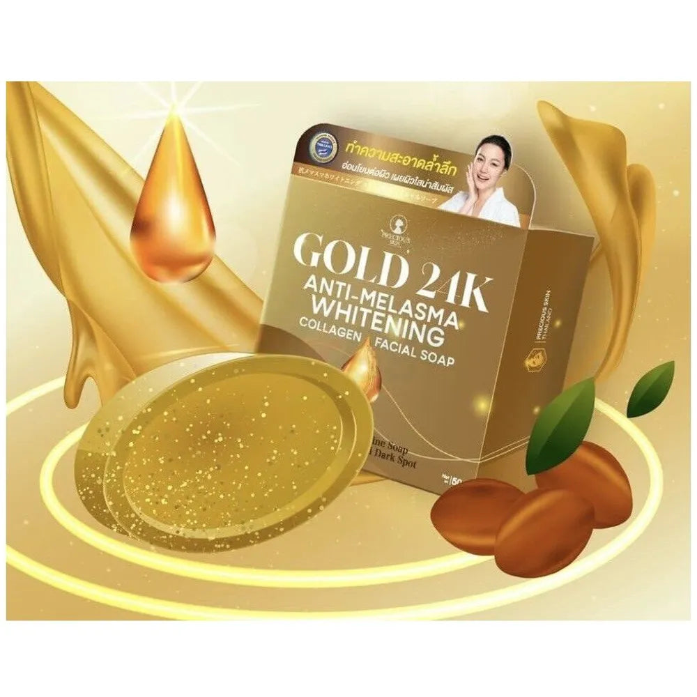 Precious Skin Gold 24K Anti-Melasma Whitening Collagen Facial Soap 60g