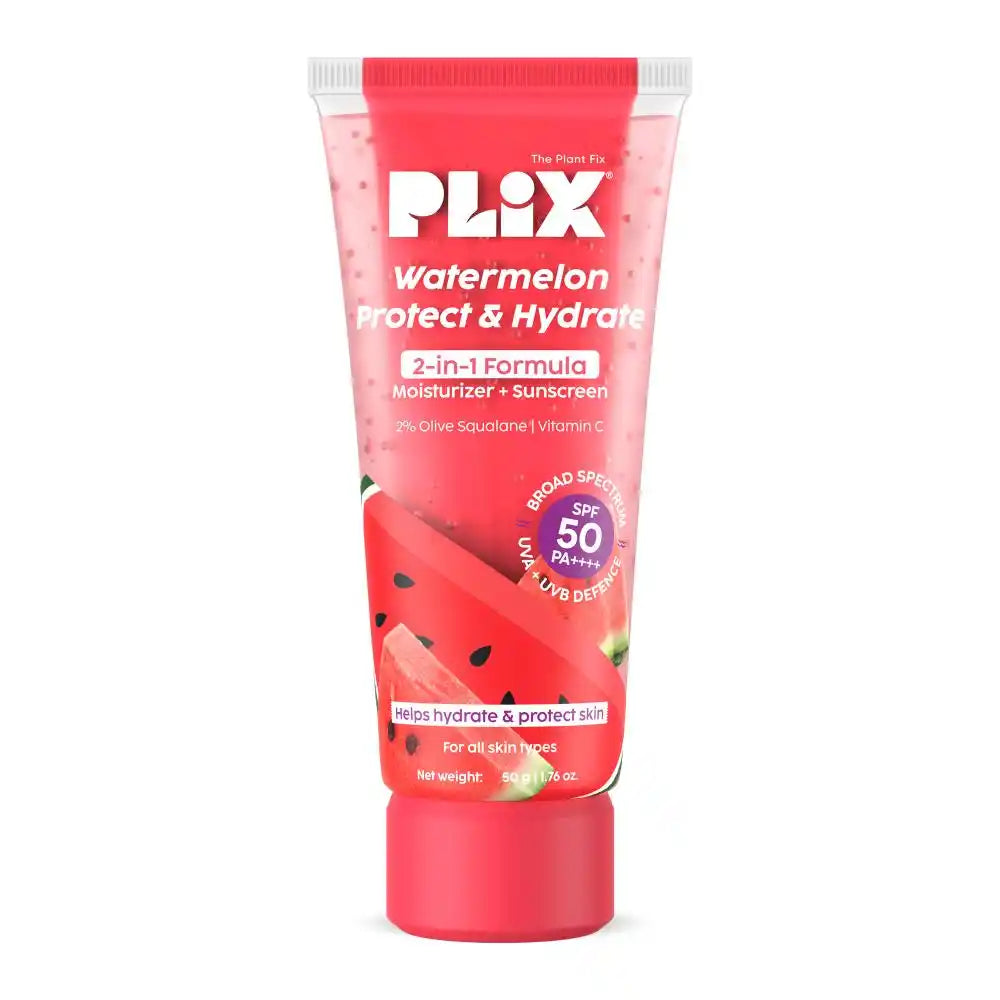 Plix Watermelon Dual Sunscreen 2 in 1 Formula Gel Moisturizer + Sunscreen With SPF 50 PA ++++